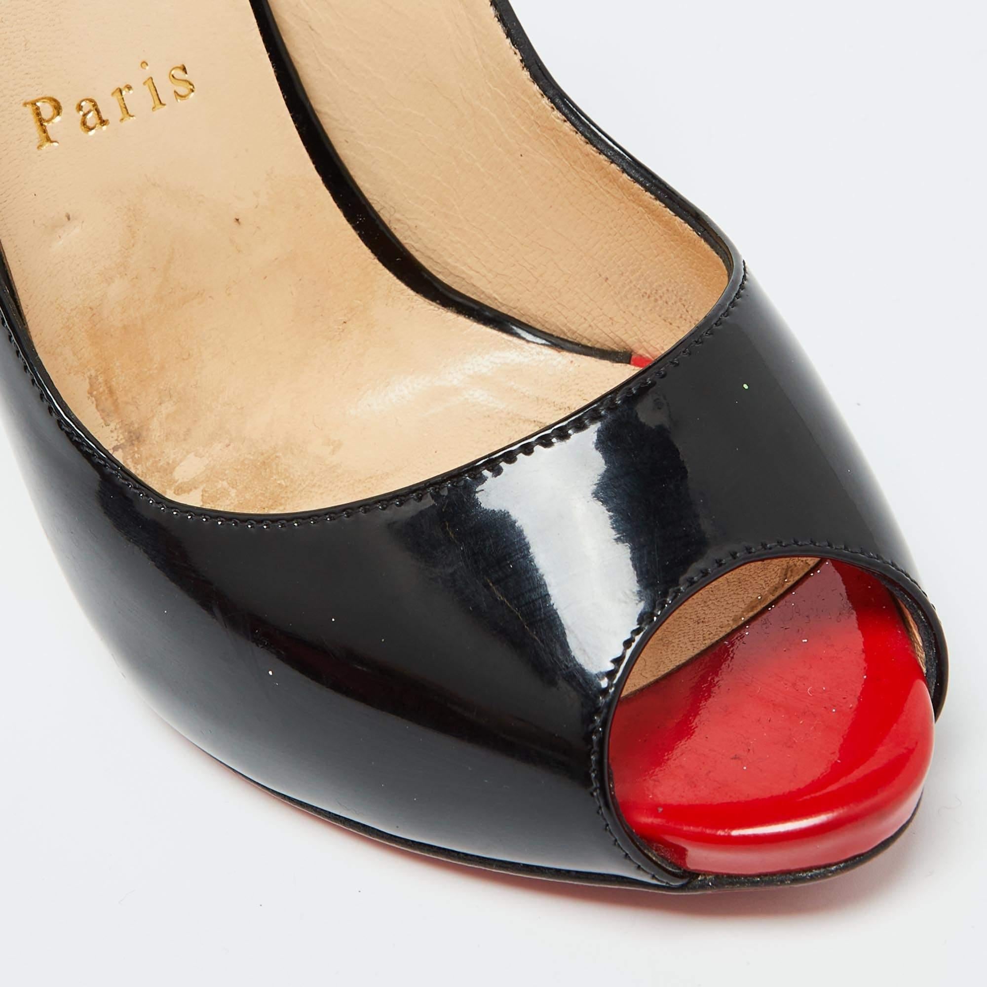 Christian Louboutin Patent Leather Private Number Slingback Sandals Size 37.5 2
