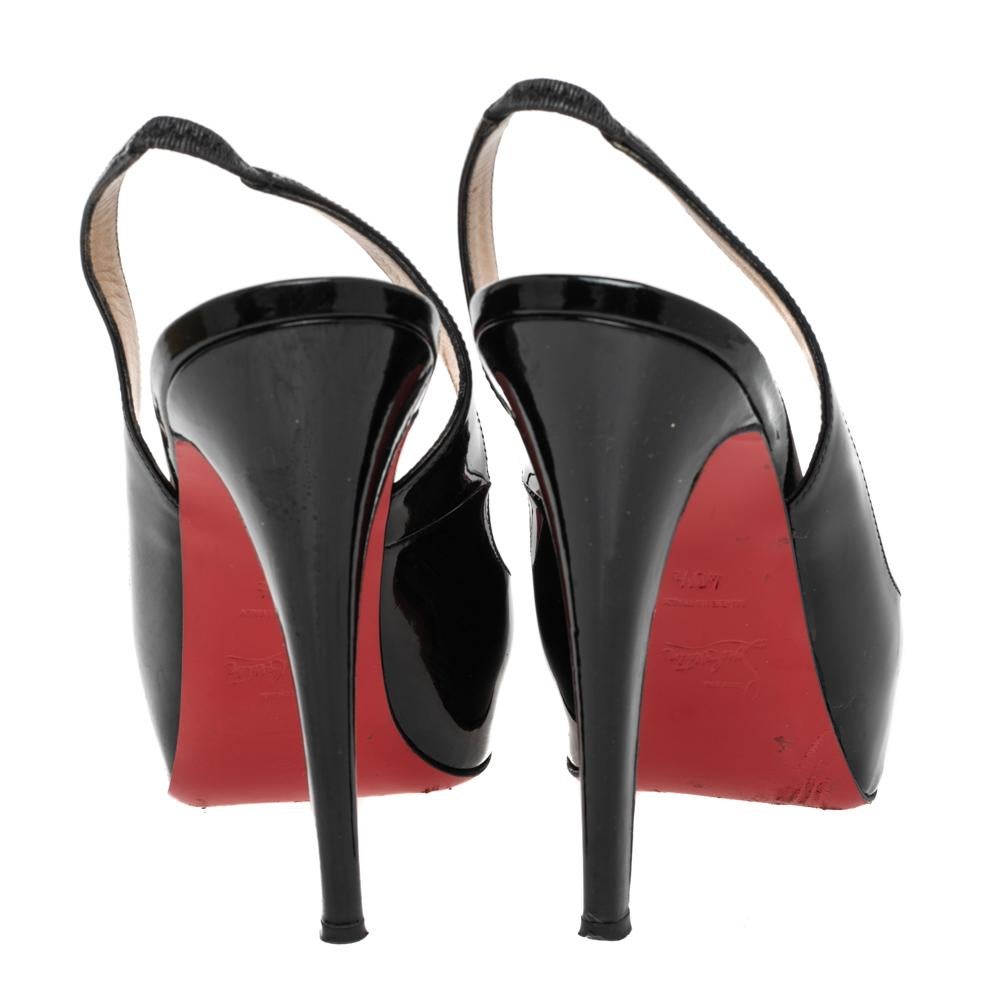Christian Louboutin Patent Leather Private Number Slingback Sandals ...