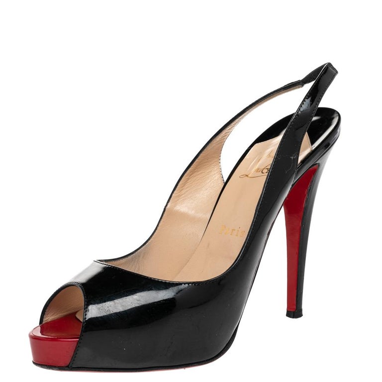 Christian Louboutin Patent Leather Private Number Slingback Sandals Size 40.5 For at 1stDibs | louboutin private sale