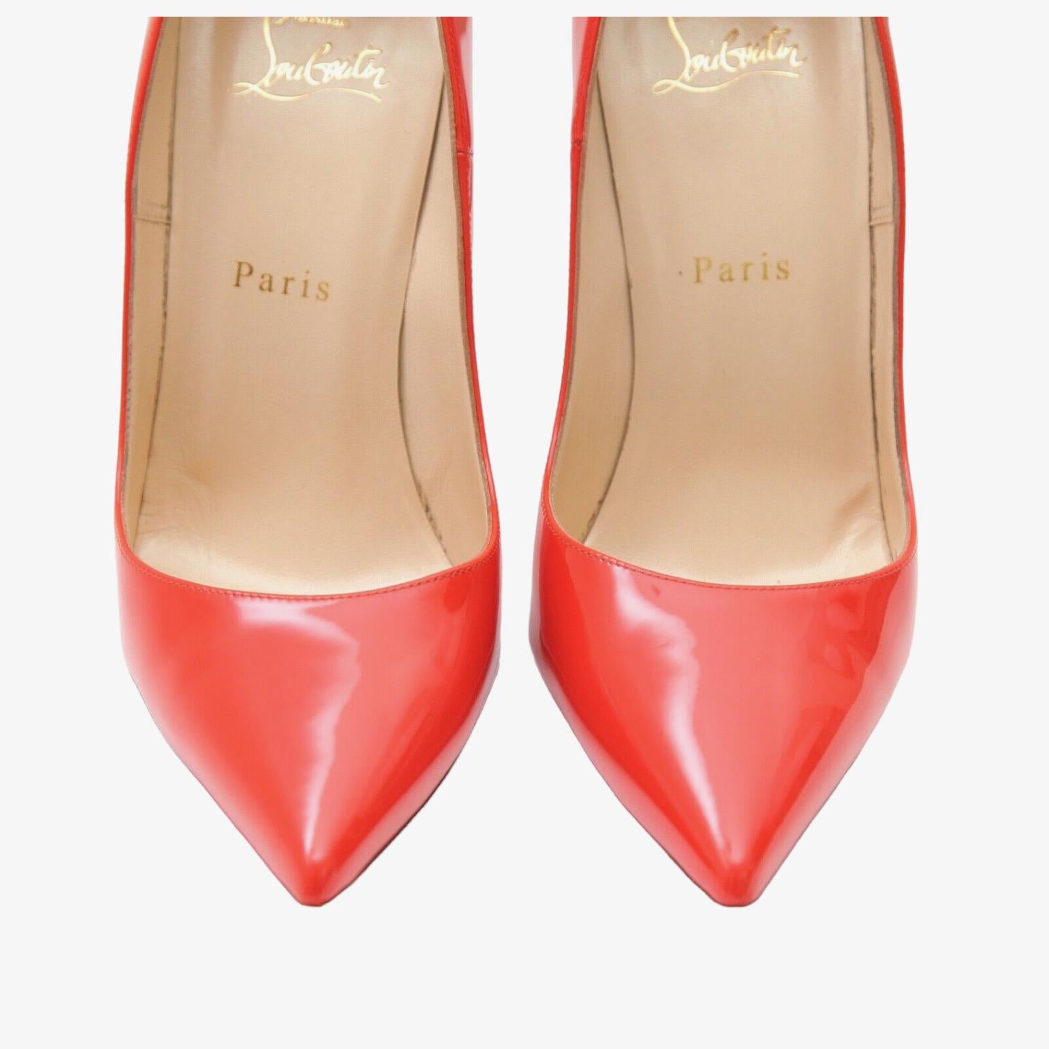 Women's CHRISTIAN LOUBOUTIN Patent Leather Pump ORANGE SO KATE 120 Pointed Toe 38 For Sale
