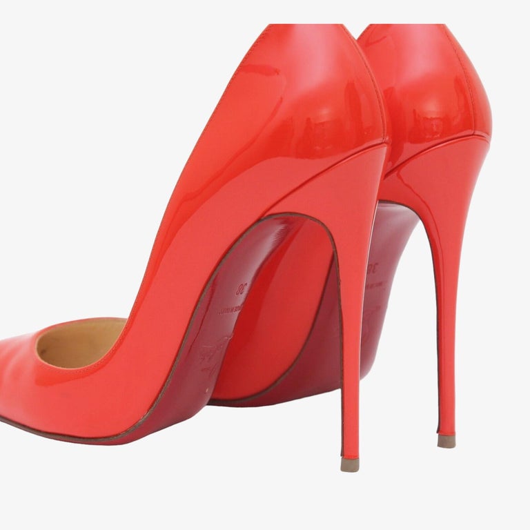 CHRISTIAN LOUBOUTIN Patent Leather Pump ORANGE SO KATE 120 Pointed Toe