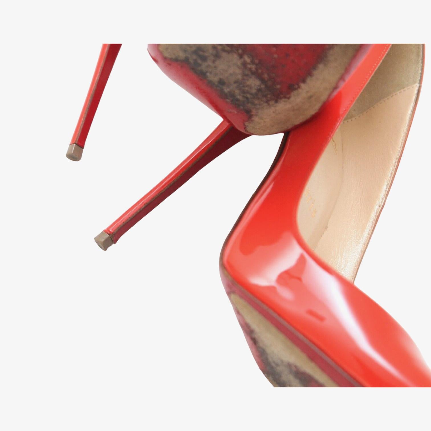 CHRISTIAN LOUBOUTIN Patent Leather Pump ORANGE SO KATE 120 Pointed Toe 38 For Sale 3