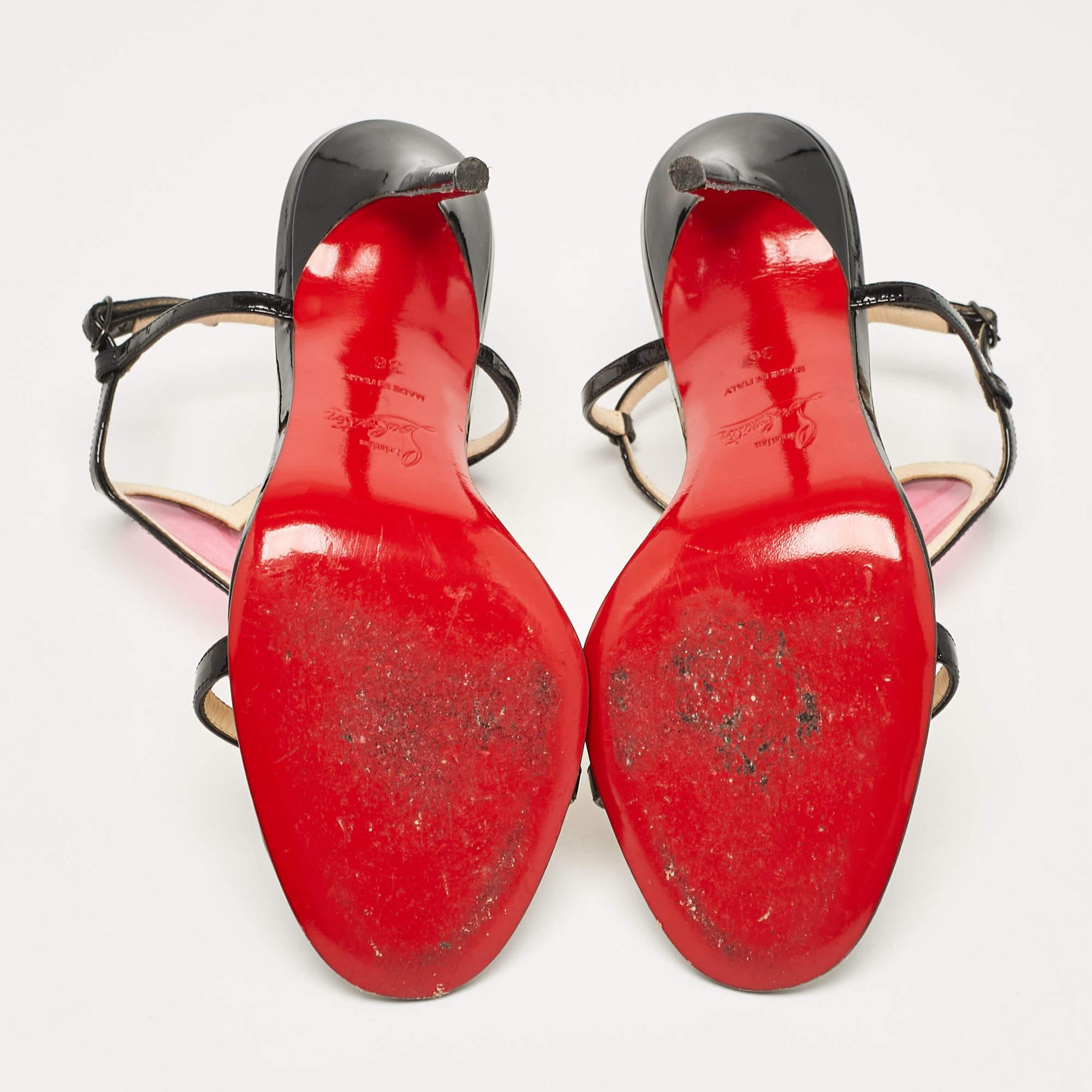 Christian Louboutin Patent Leather PVC Cora Heart Ankle Strap Sandals Size 36 1