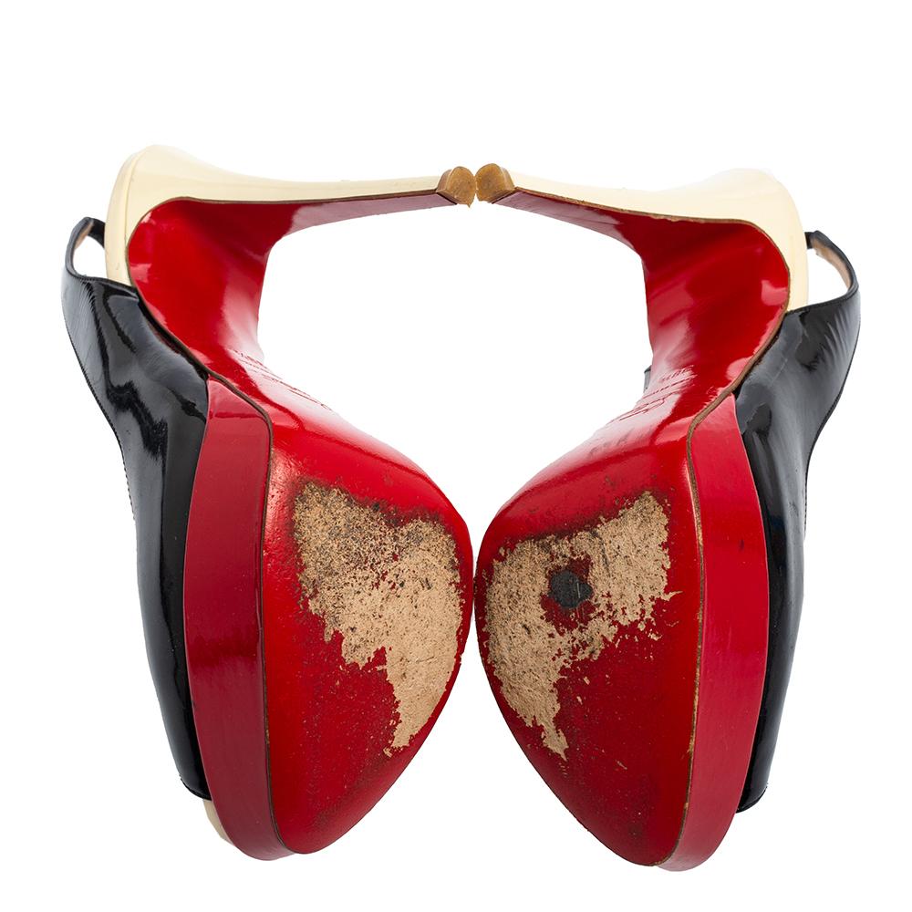 Christian Louboutin Patent Leather Slingback Lady Peep Toe Sandals Size 38.5 3