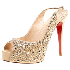 Christian Louboutin Lackleder Star Prive Peep Toe Slingback Sandalen Größe 39