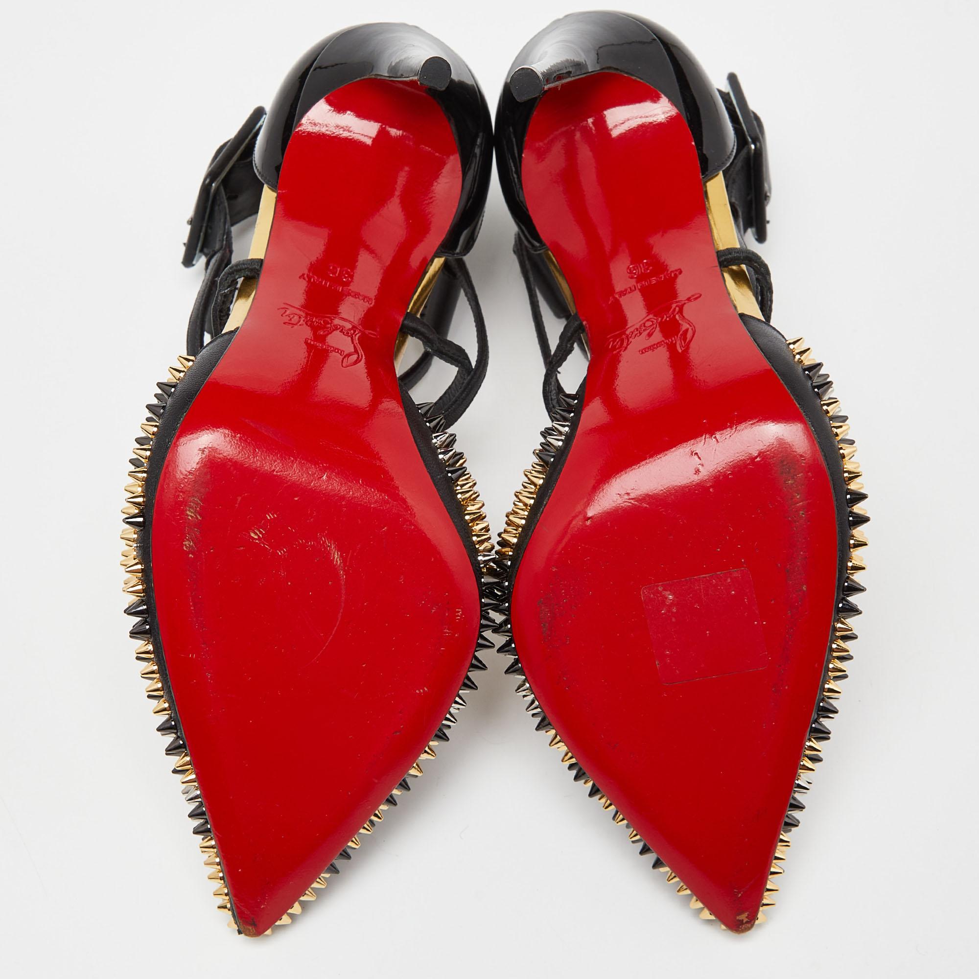 Christian Louboutin Sandalias de charol Suzanna Spikes Leo Ankle Cuff Talla 36 en venta 1