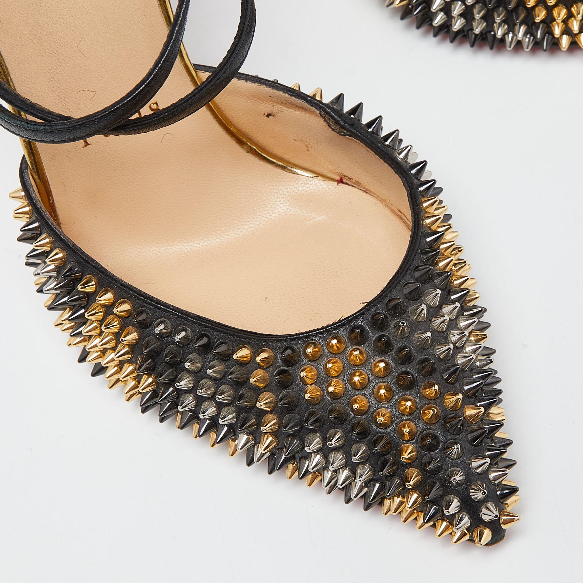 Christian Louboutin Sandalias de charol Suzanna Spikes Leo Ankle Cuff Talla 36 en venta 3
