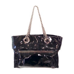 Christian Louboutin Patent Leather Tote With Silver Chain Straps