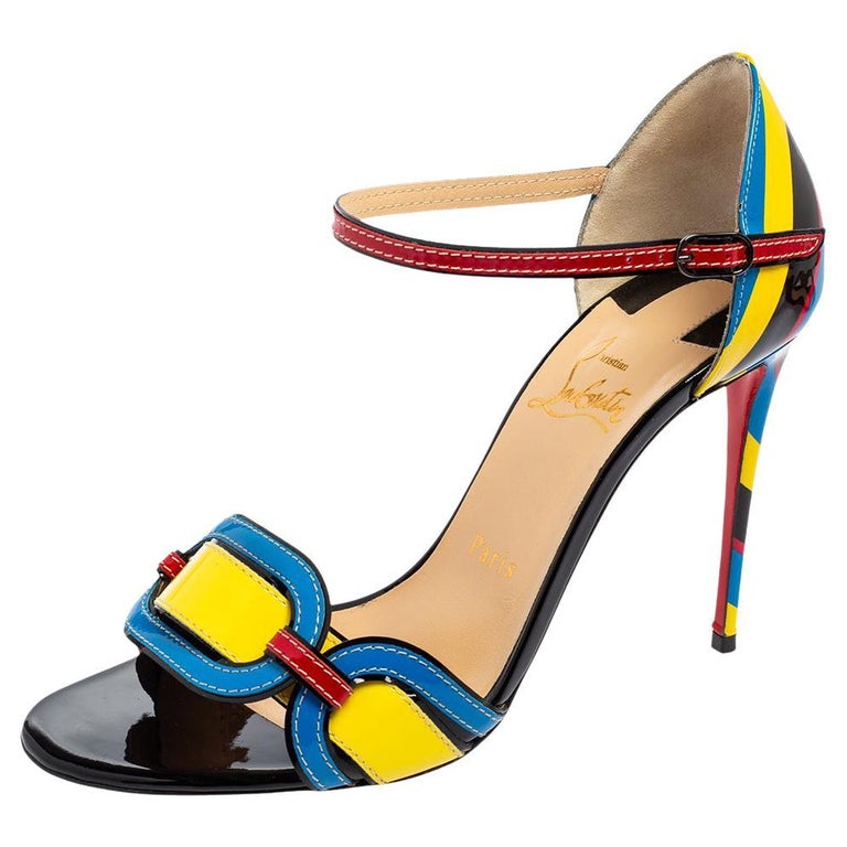 Christian Louboutin Patent Leather Valparaiso Ankle Strap Sandals Size 38  at 1stDibs
