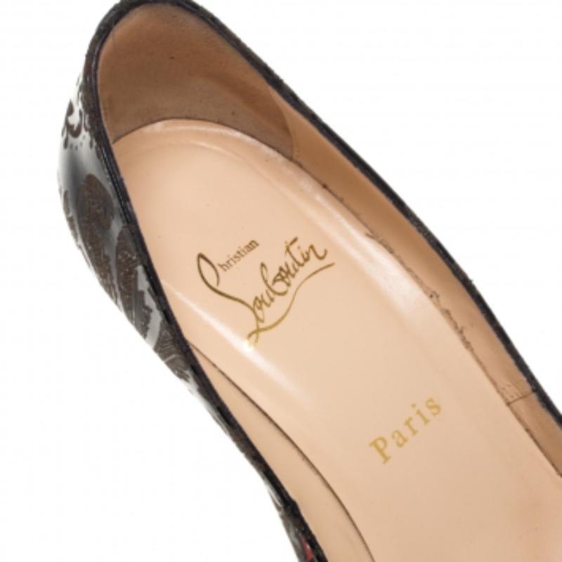 Christian Louboutin Patent Leather Very Prive Peep Toe Platform Pumps Size 38 For Sale 1