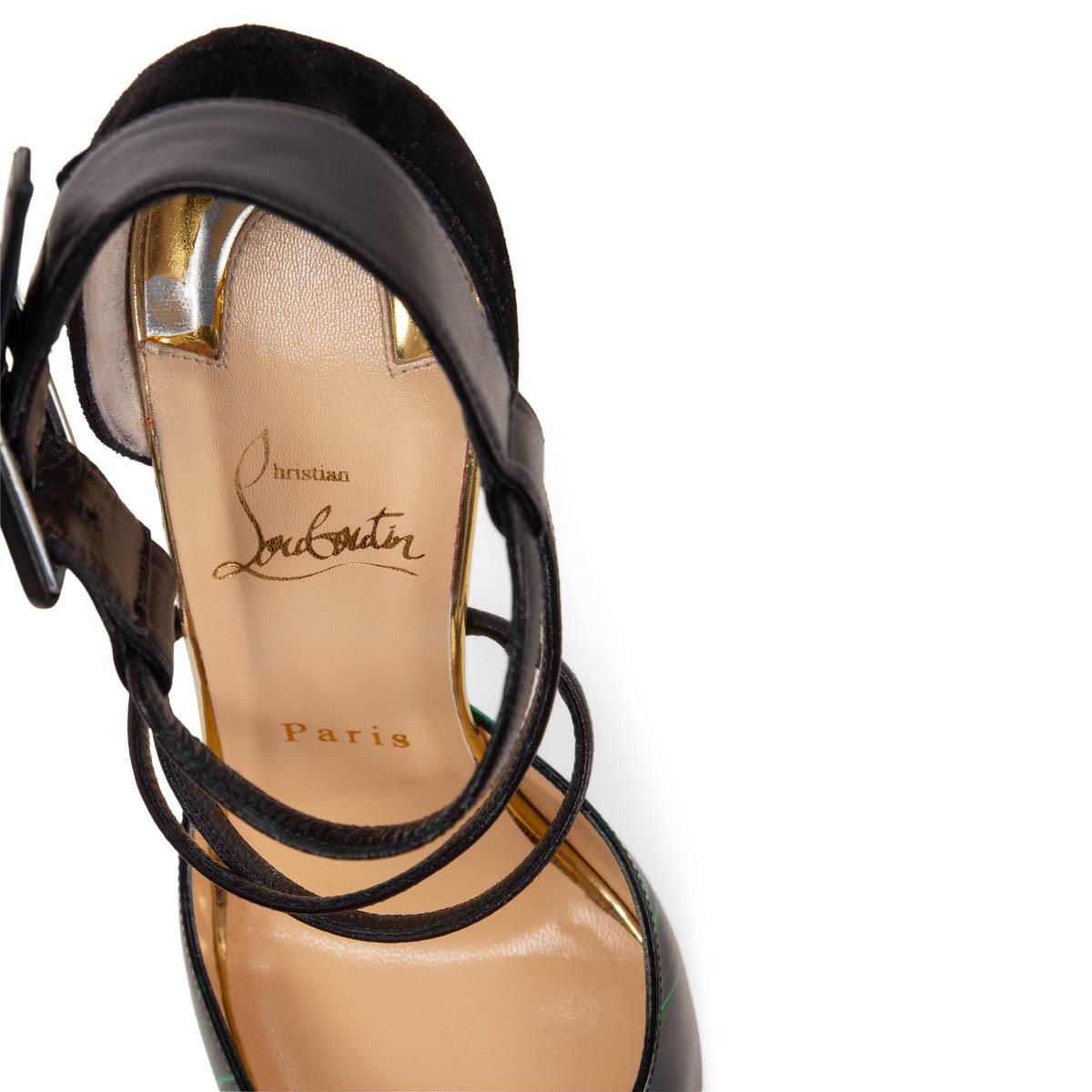 Women's CHRISTIAN LOUBOUTIN patent MALACHITE SUZANNA 100 Pumps Shoes 38.5