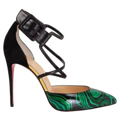 CHRISTIAN LOUBOUTIN patent MALACHITE SUZANNA 100 Pumps Shoes 38.5