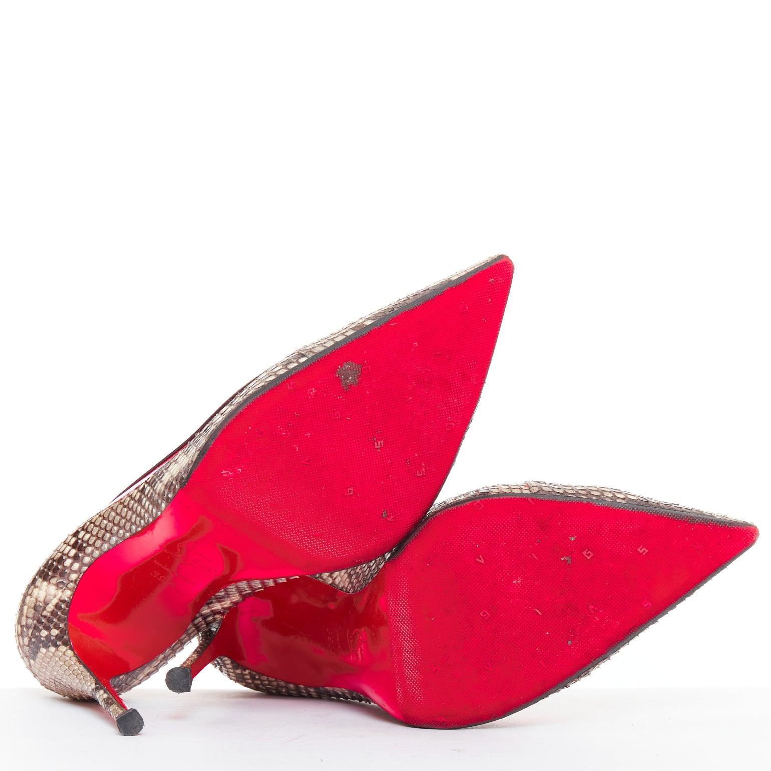 CHRISTIAN LOUBOUTIN Paulina escarpins contrastés en cuir écaillé PVC rose vif EU39.5 en vente 6