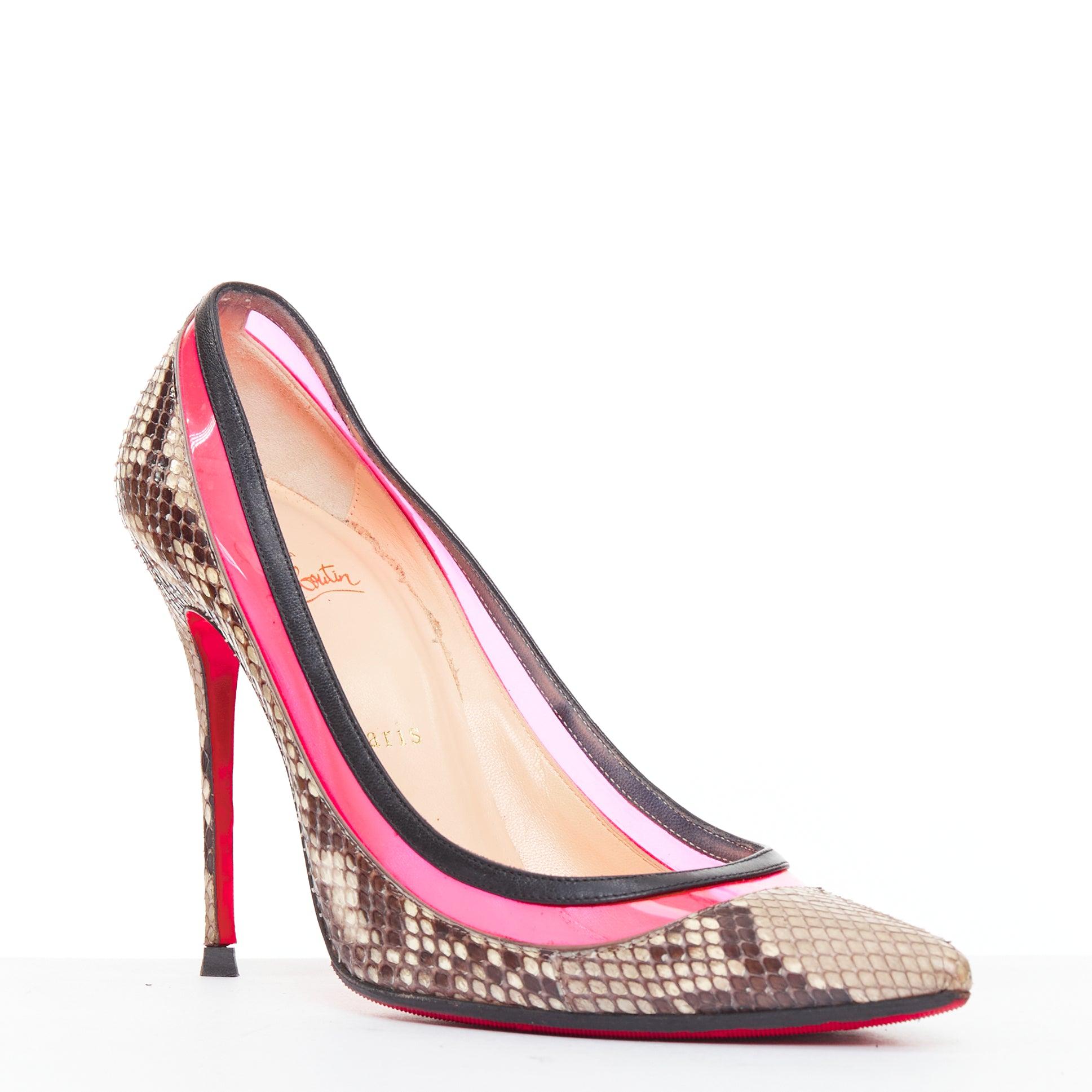 CHRISTIAN LOUBOUTIN Paulina escarpins contrastés en cuir écaillé PVC rose vif EU39.5
Référence : JECW/A00021
Marque : Christian Louboutin
Modèle : Paulina
MATERIAL : Cuir
Couleur : beige, rose
Motif : Imprimé animal
Fermeture : Slip On
Doublure :