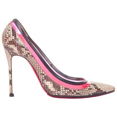 CHRISTIAN LOUBOUTIN Paulina escarpins contrastés en cuir écaillé PVC rose vif EU39.5