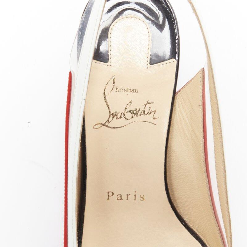 CHRISTIAN LOUBOUTIN Paulina red patent PVC trim slingback kitten heel EU36 For Sale 5
