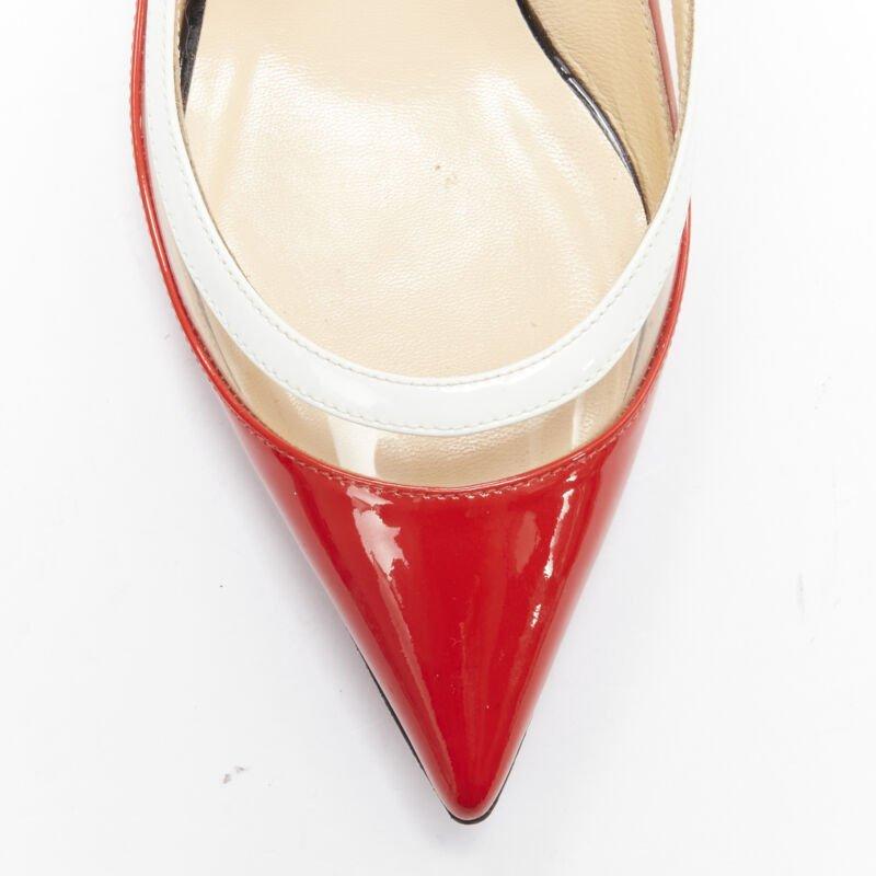 CHRISTIAN LOUBOUTIN Paulina red patent PVC trim slingback kitten heel EU36 For Sale 1