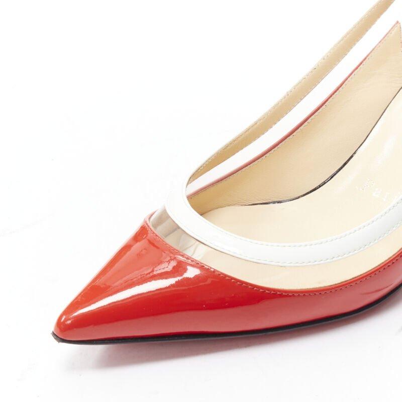CHRISTIAN LOUBOUTIN Paulina red patent PVC trim slingback kitten heel EU36 For Sale 2