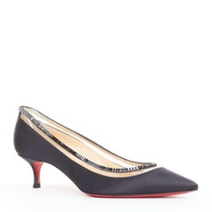 CHRISTIAN LOUBOUTIN Paulina Strass 45 PVC baguette crystal kitten heels EU37.5