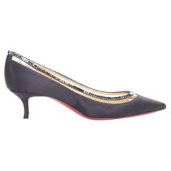 CHRISTIAN LOUBOUTIN Paulina Strass 45 PVC baguette crystal kitten heels EU37.5