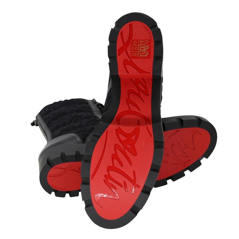 Christian Louboutin Pavleta Flat Spikes Combat Lace Up Boots Sz 36