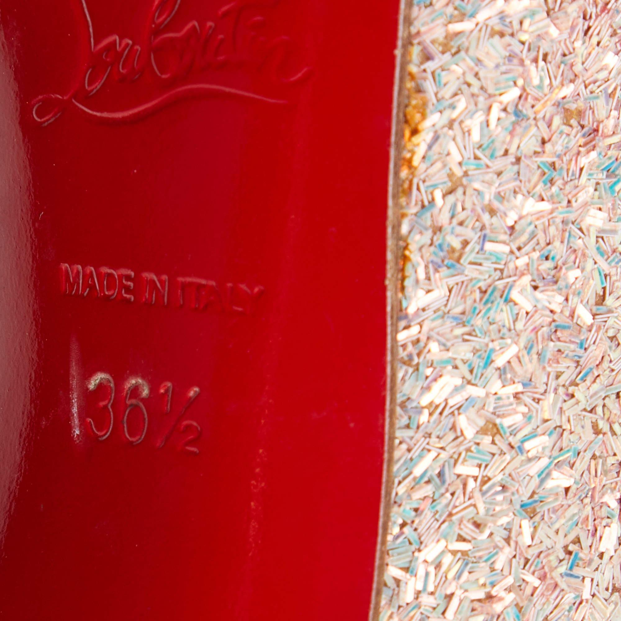 Christian Louboutin Peach Glitter Iriza D'Orsay Pumps Size 36.5 For Sale 2