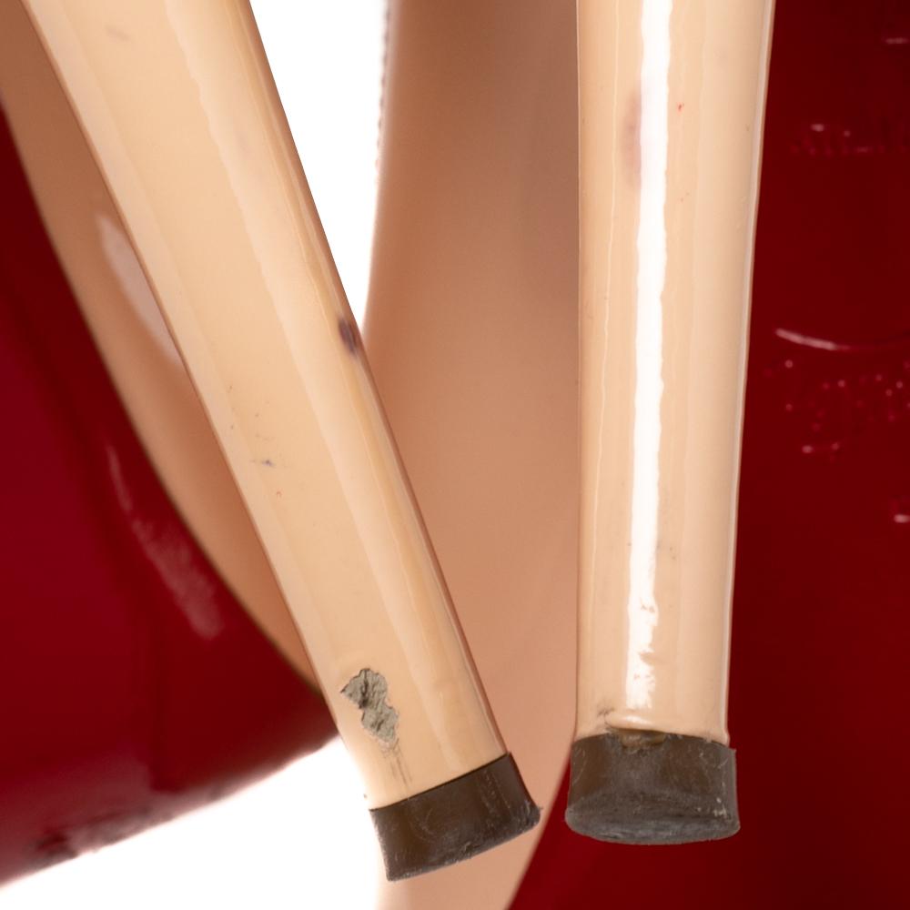 Christian Louboutin Peach Patent Leather Zeppa Peep-Toe Mary Jane Pumps Size 37 1