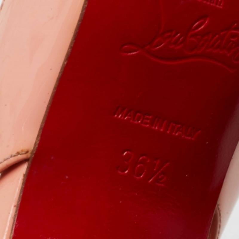 Christian Louboutin Peach Pink Patent Leather Fifi Slingback Pumps Size 36.5 For Sale 3