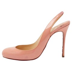 Christian Louboutin Peach Pink Patent Leather Fifi Slingback Pumps Size 36.5