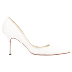 CHRISTIAN LOUBOUTIN pearl white course glitter pointy toes stiletto pumps EU37