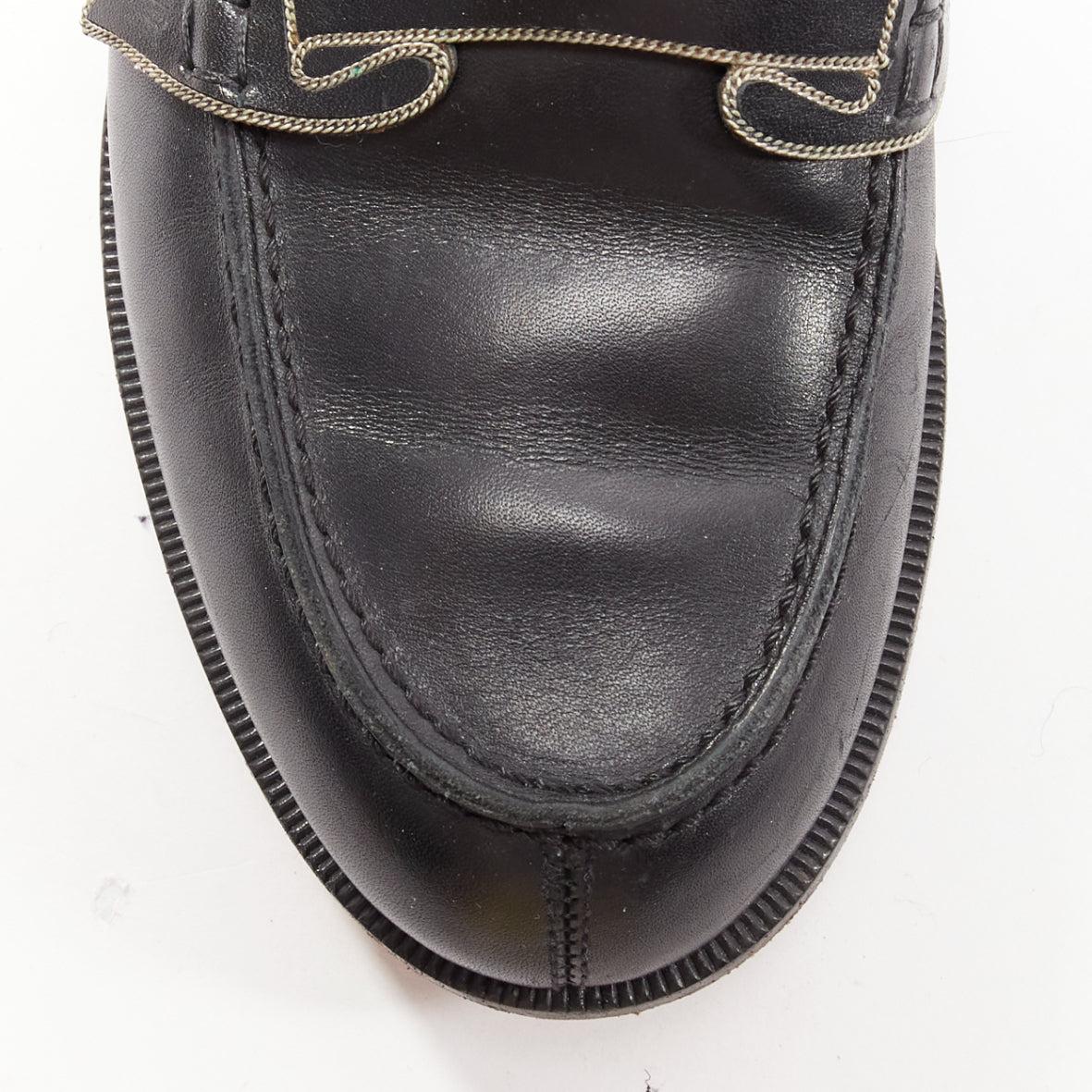 CHRISTIAN LOUBOUTIN Penny black smooth leather silver coin logo loafers EU35.5 For Sale 1