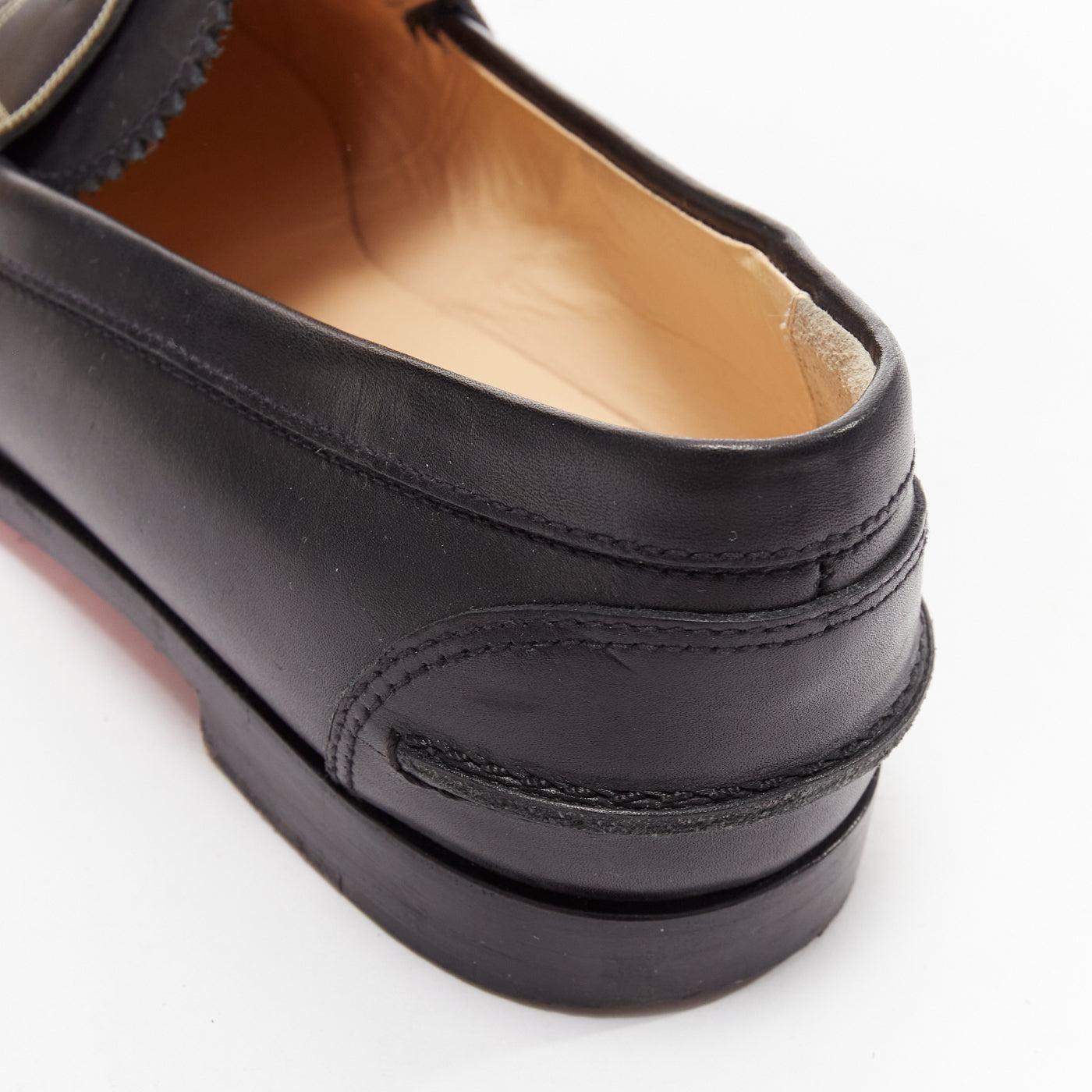 CHRISTIAN LOUBOUTIN Penny black smooth leather silver coin logo loafers EU35.5 For Sale 4