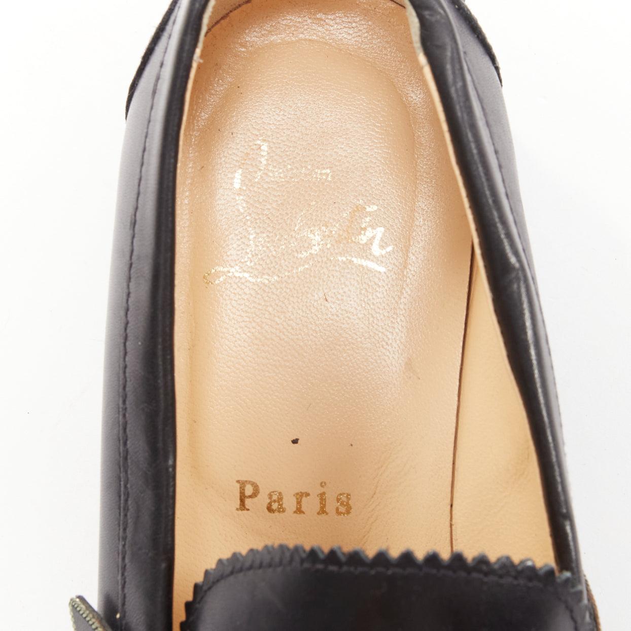 CHRISTIAN LOUBOUTIN Penny black smooth leather silver coin logo loafers EU35.5 For Sale 4