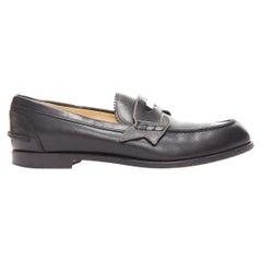 CHRISTIAN LOUBOUTIN Penny black smooth leather silver coin logo loafers EU35.5