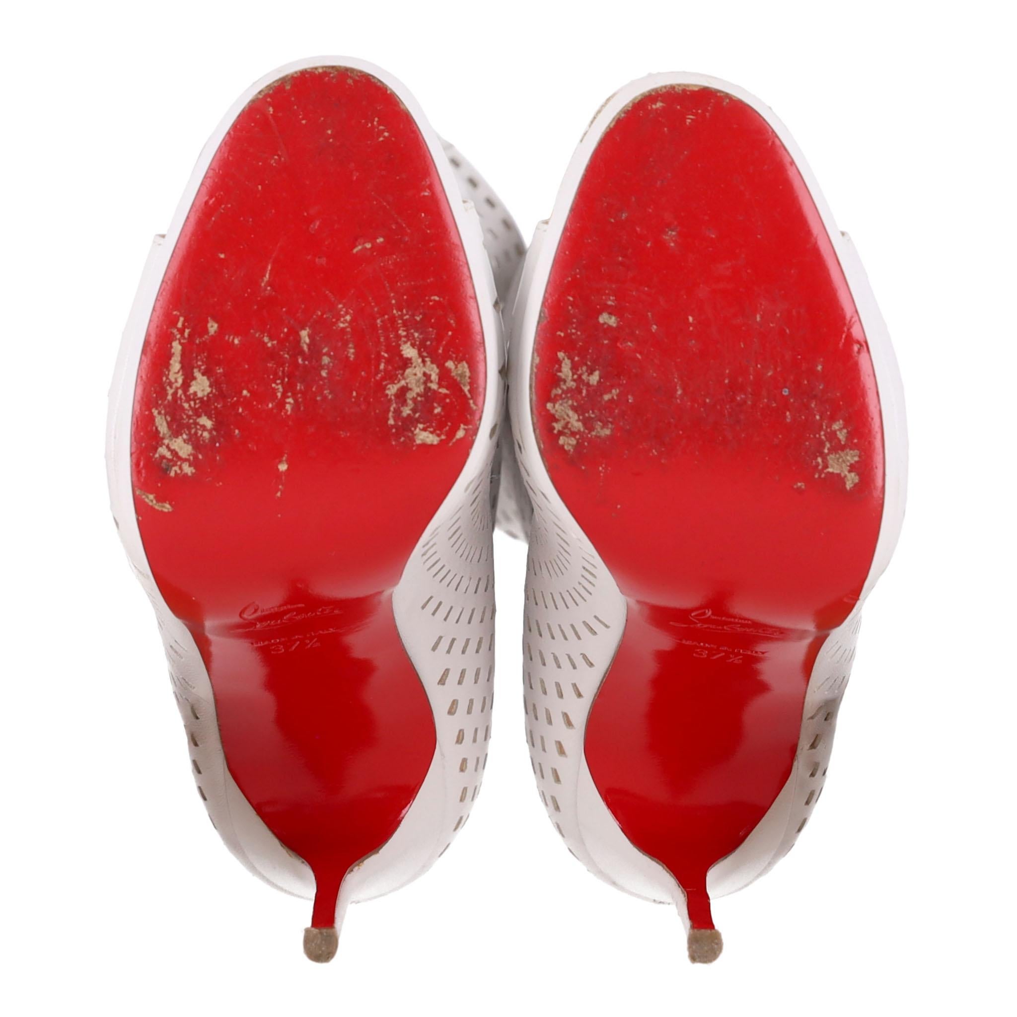 Women's Christian Louboutin Perforated Leather 'Jennifer' Peep-Toe Boots
