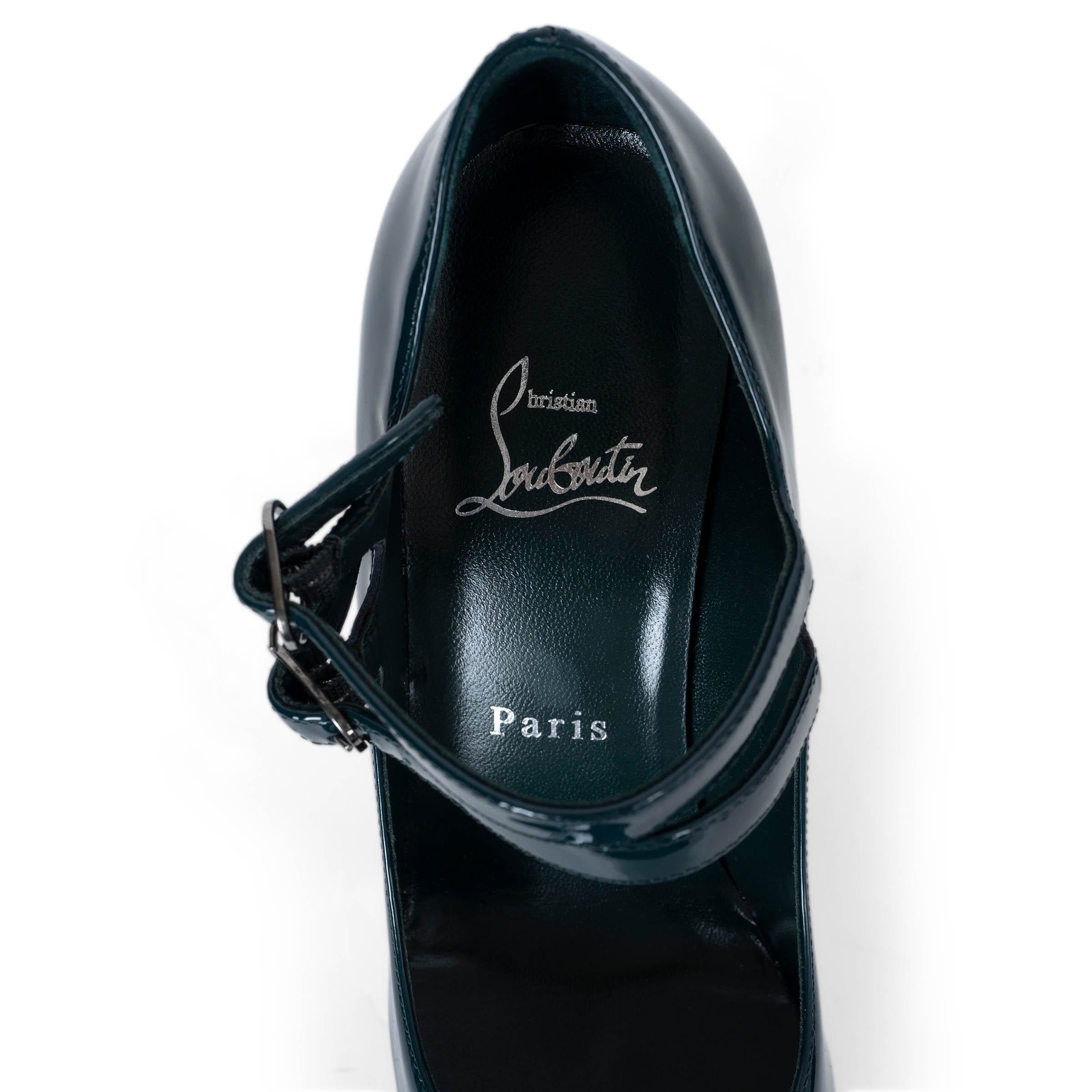 CHRISTIAN LOUBOUTIN charol petróleo MOVIDA MARY-JANE Zapatos 37 en venta 3