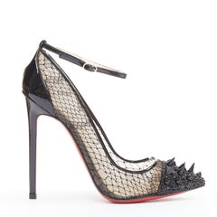 CHRISTIAN LOUBOUTIN Picks & Co Potpourri 120 lace spiked strass toe pumps EU37.5