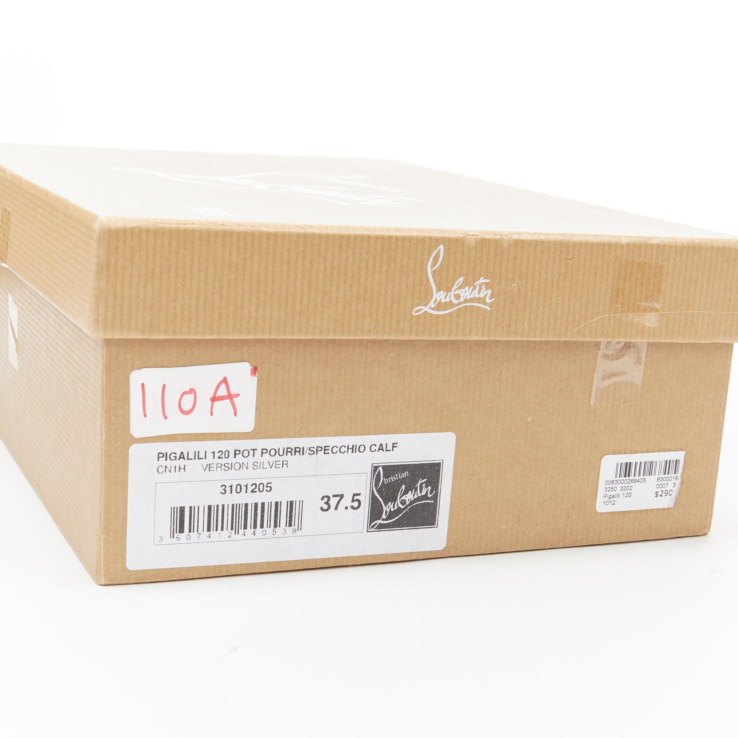 CHRISTIAN LOUBOUTIN Bomba Pigalili 120 de cristal plateado con tachuelas EU37.5 7
