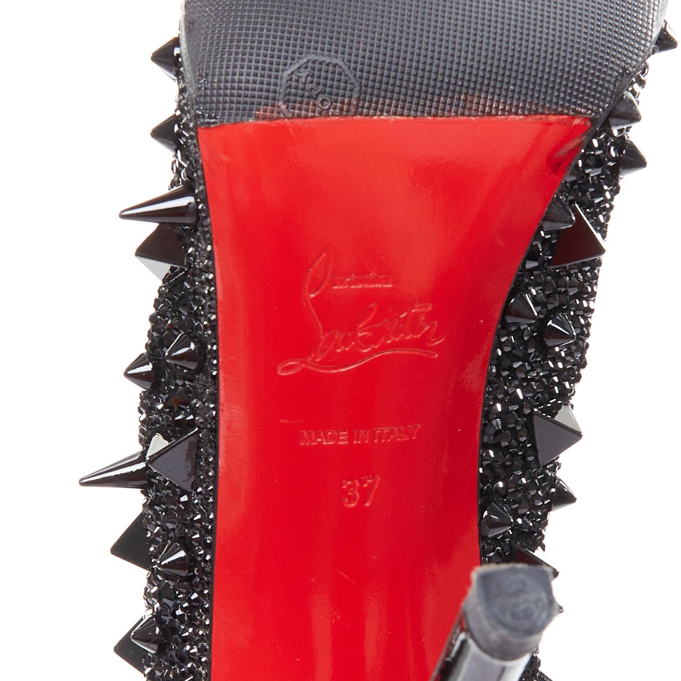 CHRISTIAN LOUBOUTIN Pigalili Potpourri Fifi 120 black spike strass pumps EU37 For Sale 5