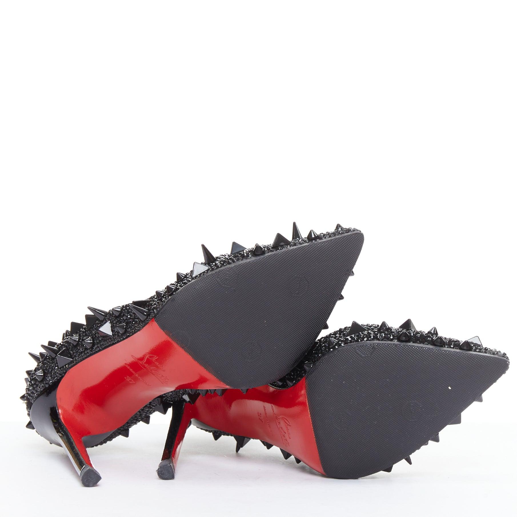 CHRISTIAN LOUBOUTIN Pigalili Potpourri Fifi 120 black spike strass pumps EU37 For Sale 6