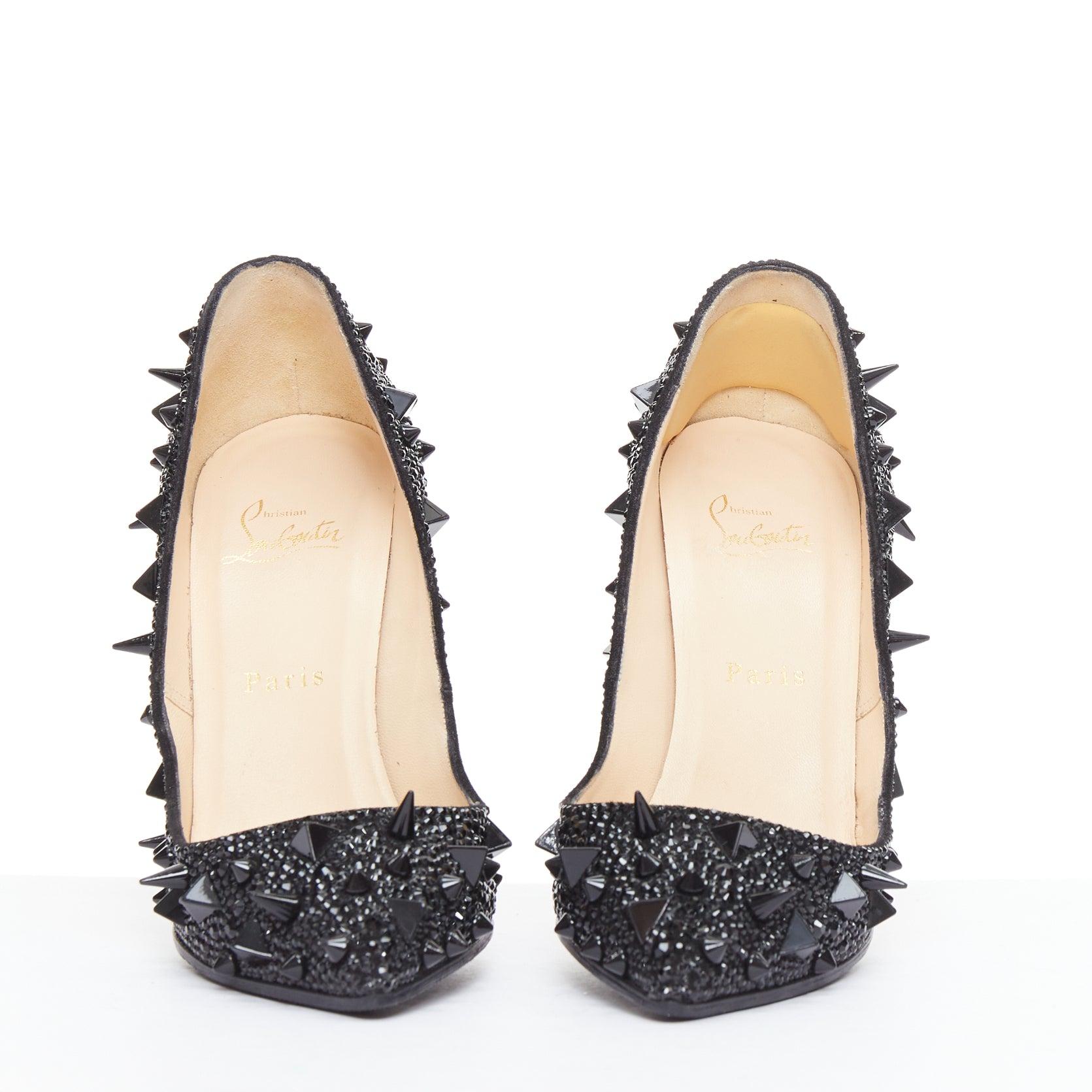 Black CHRISTIAN LOUBOUTIN Pigalili Potpourri Fifi 120 black spike strass pumps EU37 For Sale