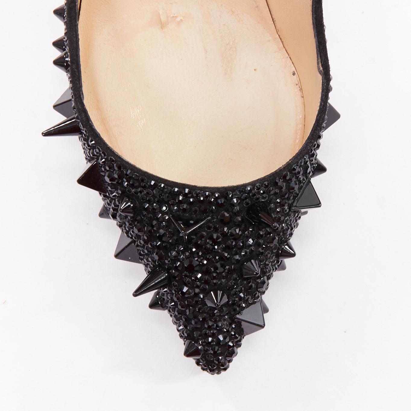 CHRISTIAN LOUBOUTIN Pigalili Potpourri Fifi 120 black spike strass pumps EU37 For Sale 1