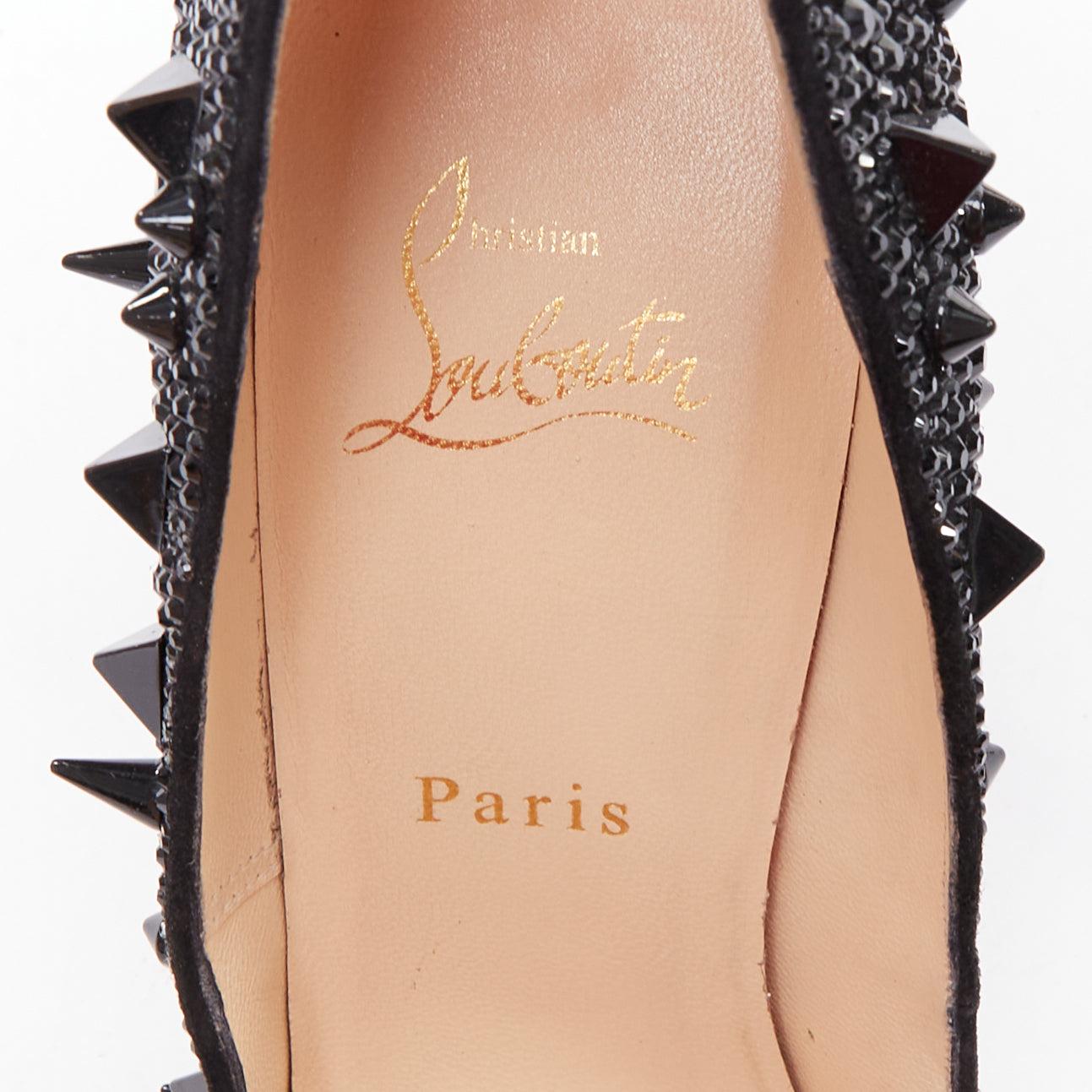 CHRISTIAN LOUBOUTIN Pigalili Potpourri Fifi 120 black spike strass pumps EU37 For Sale 4