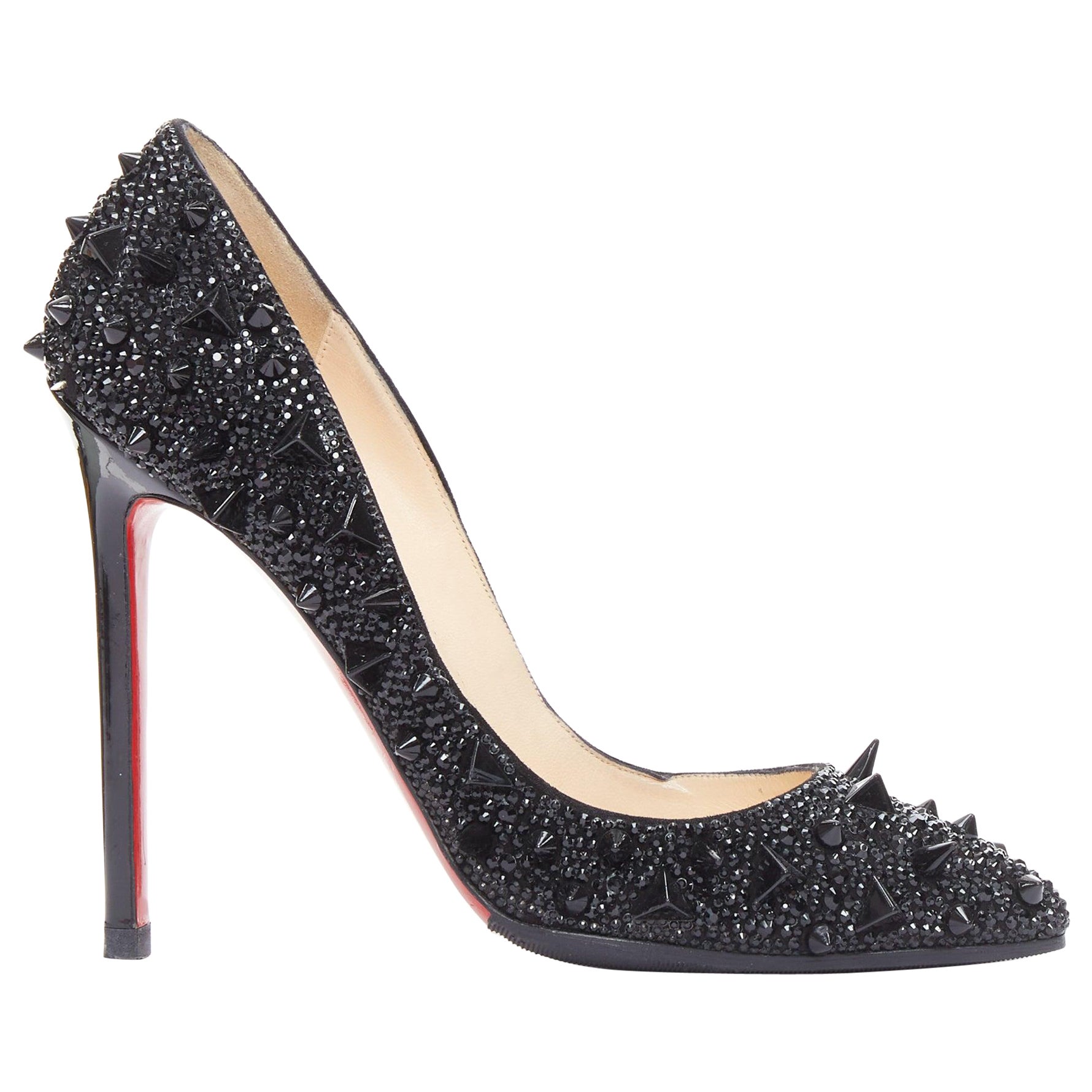 CHRISTIAN LOUBOUTIN Pigalili Potpourri Fifi 120 escarpins noirs à strass pointues EU37