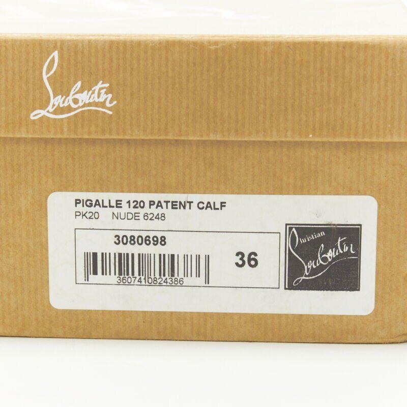 CHRISTIAN LOUBOUTIN Pigalle 120 nude patent leather pointy stiletto pigalle EU36 For Sale 5