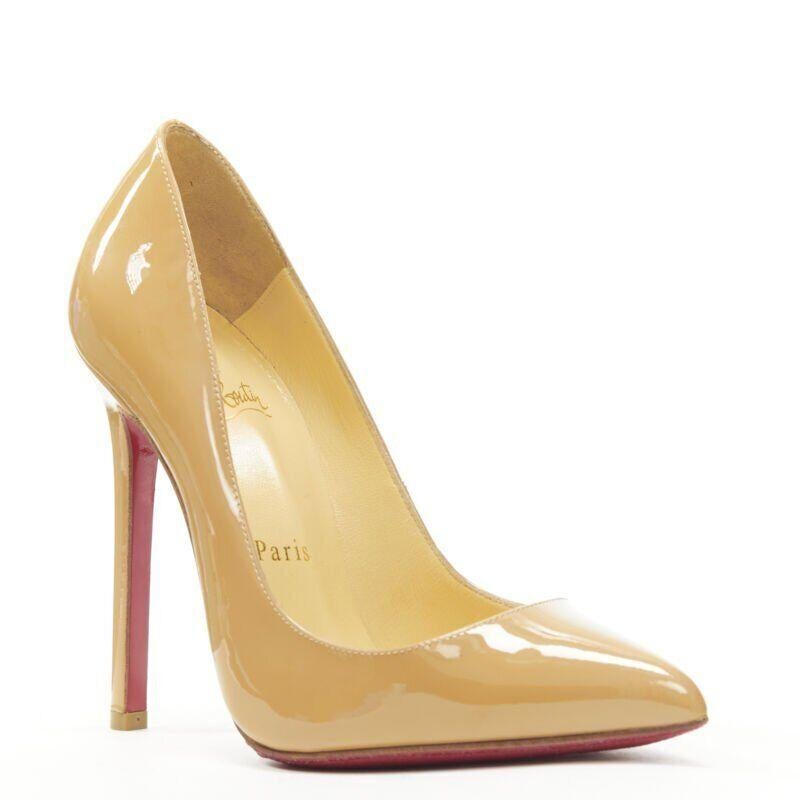 CHRISTIAN LOUBOUTIN Pigalle 120 nude patent leather pointy stiletto pigalle EU36
Reference: TGAS/B01083
Brand: Christian Louboutin
Model: Pigalle 120 nude patent
Material: Patent Leather
Color: Beige
Pattern: Solid
Lining: Leather
Extra Details: