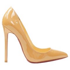 Used CHRISTIAN LOUBOUTIN Pigalle 120 nude patent point toe stiletto pigalle EU36