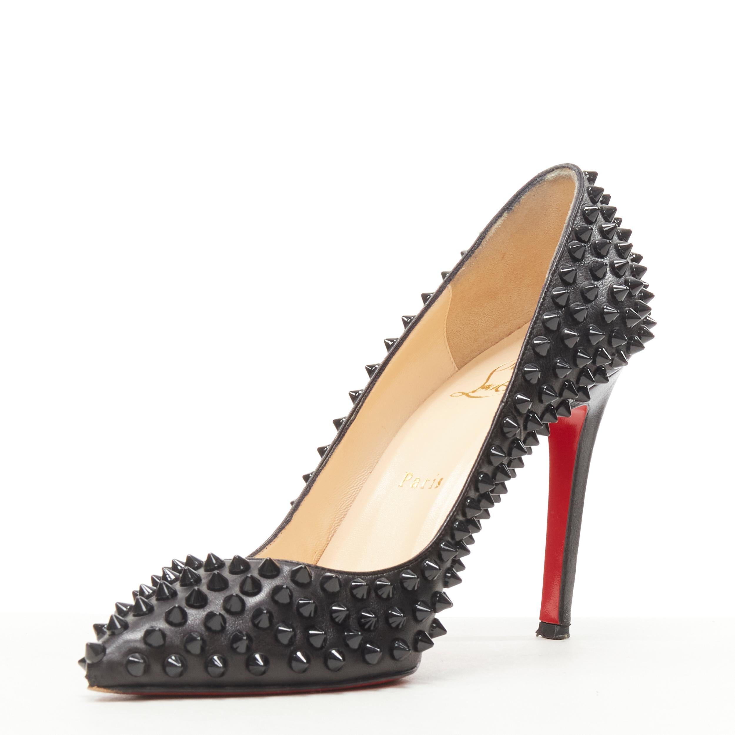 Black CHRISTIAN LOUBOUTIN Pigalle black allover studded leather stiletto pump EU37.5