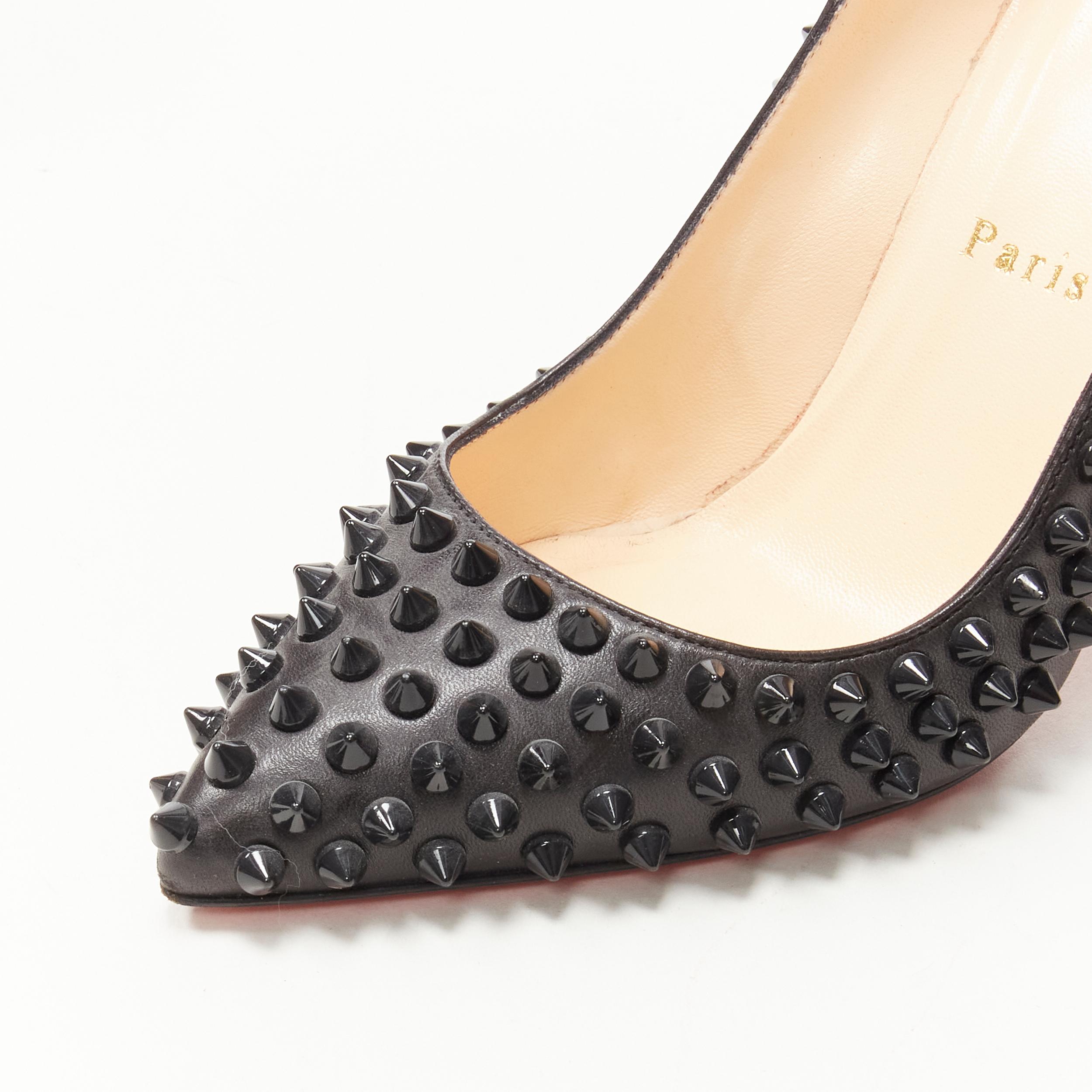 CHRISTIAN LOUBOUTIN Pigalle black allover studded leather stiletto pump EU37.5 1