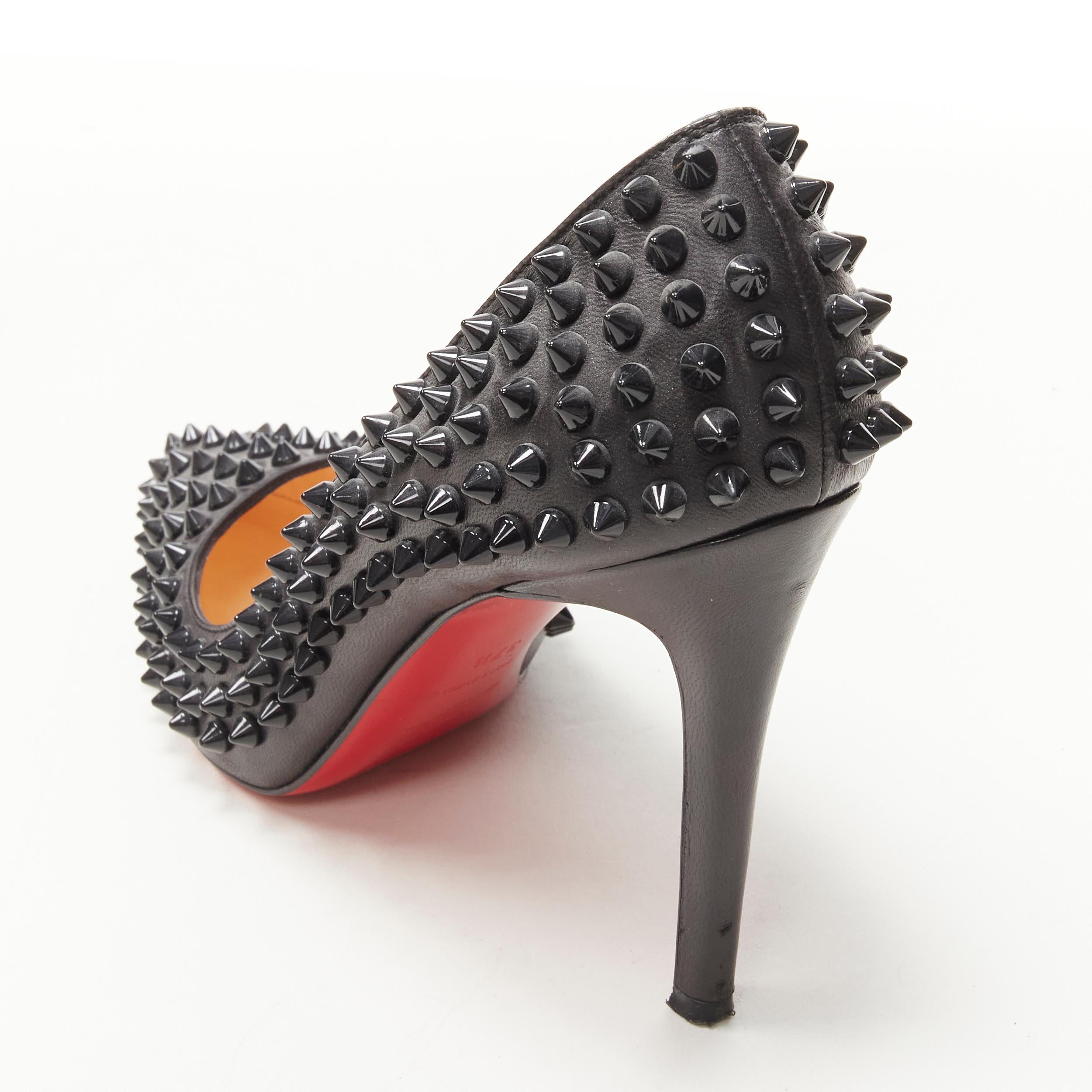 CHRISTIAN LOUBOUTIN Pigalle black allover studded leather stiletto pump EU37.5 2